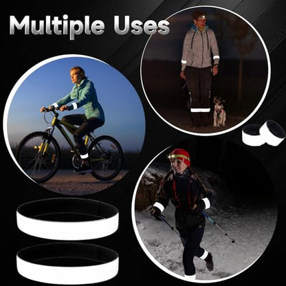 2 Pcs Reflective Bands for Night Running Walking Elastic Ankle Straps, Arm/leg Safety Wrist Band for Outdoor Sports