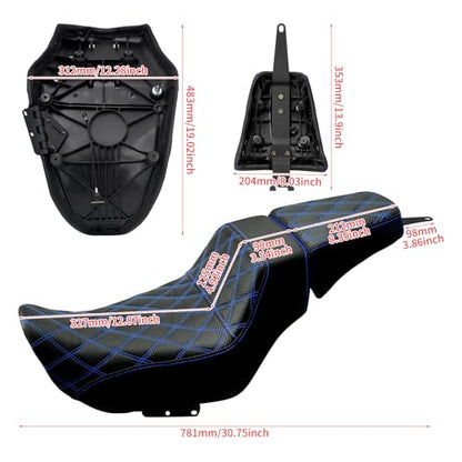 Motorcycle Driver Passenger Seat Two-up Seat Fit For Harley Nightster RH975 Nighster Special RH975S 2022-up (Blue Stitching) - color: Blue Stitching