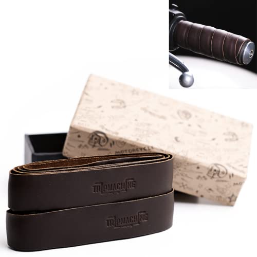 Trip Machine Company Motorcycle Handlebar Leather Grip Wrap Covers – Universal Throttle Grip Covers with Double Sided Tape – Anti-Slip Bike Handle Accessories - color: Caffeine