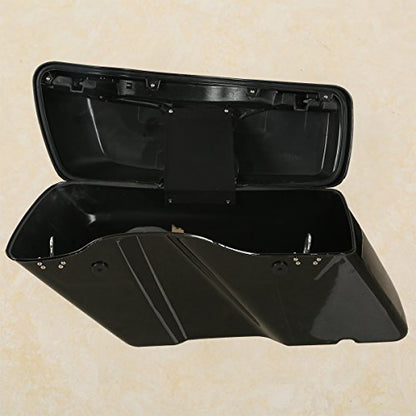 XMT-MOTO Vivid Blac Hard Saddlebags Fit for Harley Davidson Touring FLT FLHT FLHTCU FLHRC Road King Road Glide Street Glide Electra Glide Ultra-Classic 2014-2024 - color: Vivid Black saddlebags w/Black latches Kit