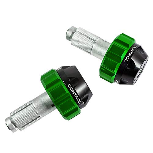 Throttle Lock Cruise Control Grip Ends Handlebar Plugs Sliders for 22mm Motorcycle Handlebar with 14mm/18mm Inner Diameter or with M6 Screw Holes (Green) - color: Green