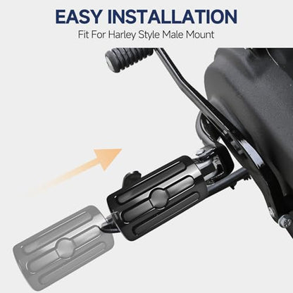 Motorcycle Foot Pegs, Passenger Foot Peg Male-Mount Aluminum Footrest Pedal Fit for Harley Street Glide Road King Road Electra Glide Sportster 883 1200 Dyna Softail （Black) - color: 2#Black