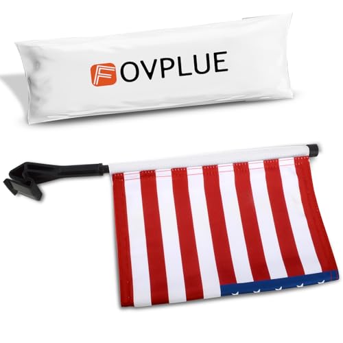 FOVPLUE 15" x 11" American Flag Kit,Clamp On Motorcycle Flag Pole Mount for Harley Touring Hard Saddlebags,Trunk,Luggage Carrier,car/truck roll-down window,Fits Electra Glide/Road King/Street Glide