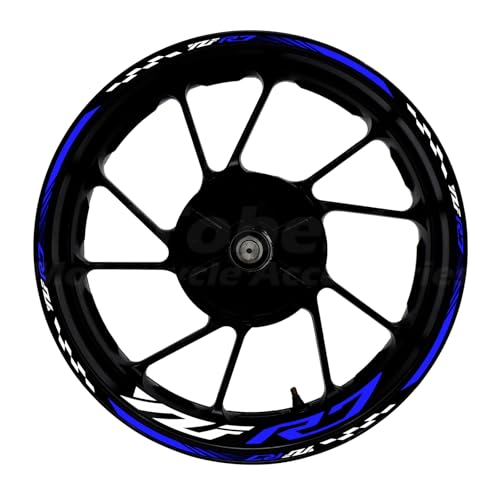 Awonderful 17"Wheel Rim Stickers For Yamaha YZF R7 2022-2024,Blue | Reflective Vinyl Wheel Stripe Kit. Waterproof, Self-Adhesive Decals, Decorate Motorcycle Wheel Rims, Easy to Paste - color: Blue