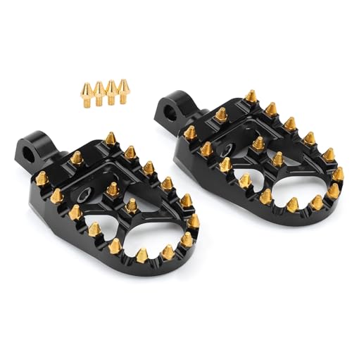 Motorcycle Foot Pegs MX Wide Pegs Floorboards for Dyna Fat Bob Touring Road Glide Road King Street Glide Electra Glide Sportster XL XR 883 Softail Streed Bob Fat Boy Universal (Black Gold) - color: Black Gold