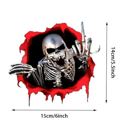 2 Pcs 5.5 x 6 inch Reflective Skull Stickers, Skeletons Decals for Car Trucks Motorcycle