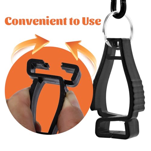 20 PCS Glove Clips for Work, Glove Holder Clips for Belt Loop, Work Safety Glove Keeper for Construction Workers (Black & Orange)