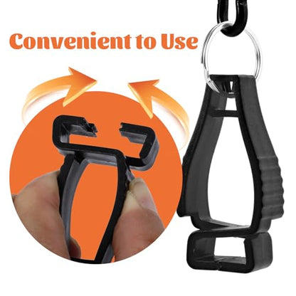 20 PCS Glove Clips for Work, Glove Holder Clips for Belt Loop, Work Safety Glove Keeper for Construction Workers (Black & Orange)