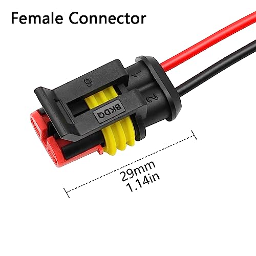 Waterproof 2 Pin Electrical Connector, 20AWG Male Female Wire Harness Plug, 1.5mm Series Automotive Marine Connector with 8cm Pigtail, for Car Truck Boat Motorcycle, 6 Pack