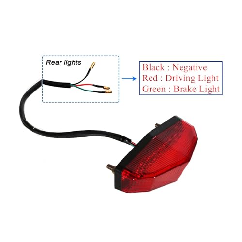12V Universal 12 LED Motorcycle Rear Tail Light Brake Stop Running TAIL LIGHT Compatible With ATV Dirt Bike Dual Sport (Red) - color: Red