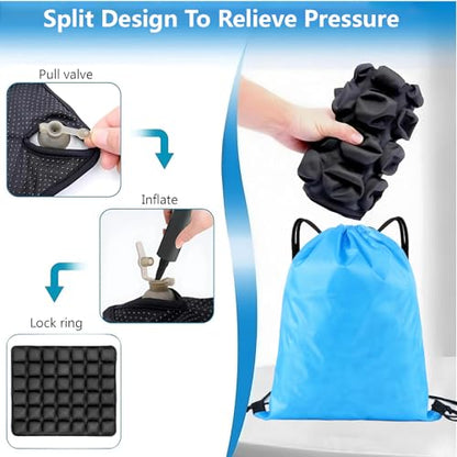 Inflatable Seat Cushions for Travel,42 Cells Ultra Withstand Weights and Non-Slip, Pressure Relief Seat Cushion for Airplane, Car, Wheelchair,Office Chairs, Pain Relief for Tailbone, Back, Sciatica - size: Square-shaped