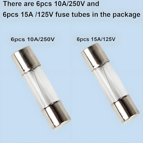 6pcs Panel Mounted Fuse Holder 6 * 30mm 10A 250VAC / 15A 125VAC Black Screw Cap Fuse Holder Equipped with 12pcs(6 * 10A + 6 * 15A) Fast Blowing Glass Tube fuses - style: wireless-6*30mm