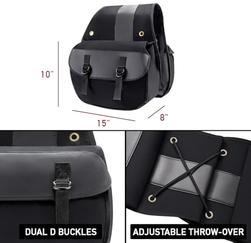 Nomad USA Quick-Easy Universal Fit Throw Over Motorcycle Canvas Biker Cargo Saddlebags (Black)