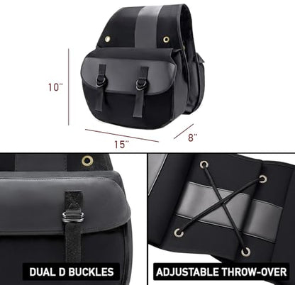 Nomad USA Quick-Easy Universal Fit Throw Over Motorcycle Canvas Biker Cargo Saddlebags (Black)