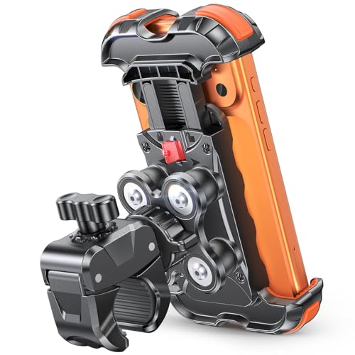 Zewdov 2026 Anti-Shake Motorcycle Phone Mount Holder with Vibration Dampener & Quick Install Clamp, Strong Grip & Anti-Drop Bike Phone Holder for Bicycle/ATV/Scooter, Fits for iPhone/Samsung 4.7-6.8" - style: With Vibration Dampener