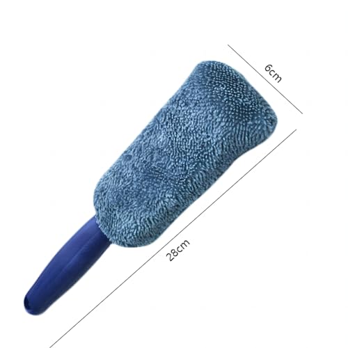 Premium Car Cleaning Tools - Wheel Tire Brush & Microfiber Twist Braided Cloth, Essential Auto Detailing Accessories for Spotless Shine (2, Blue+Grey) - color: Blue+Grey
