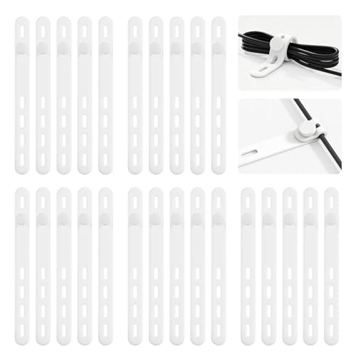 25Pack Silicone Cable Ties,Reusable Cord Organizer for Bundling Electrical Cords,Adjustable Data Cable Organizer Ties,High Elasticity Cable Straps for Home/Office/School/Travel(White) - color: White