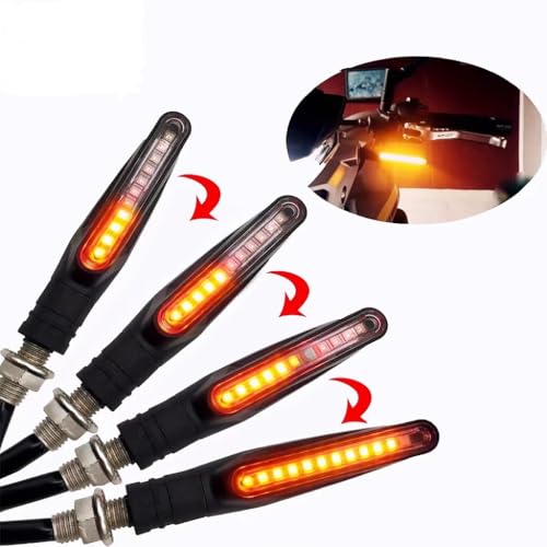 Motorcycle LED Turn Signal Assemblies, Sequential Flow, Yellow Light, 12V, 83g, Plastic, （2 lights a set,not 4）