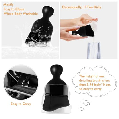 Car Interior Cleaning Brush Car Duster Interior with Ultra Soft Bristles Auto Detailing Brushes Dusting Car Accessories for Dashboard, AC Vents, Leather, Scratch-Free (2Pack_Black) - size: 2Pack_Black