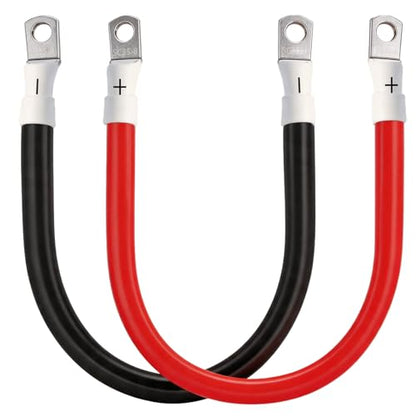 2AWG Battery Cable with 5/16'' Lug Terminals, 2AWG Gauge Pure Copper Battery Inverter Cables, 12inch 2AWG Marine Battery Cable for Welding Solar Panel Automotive Car Motorcycle RV Marine