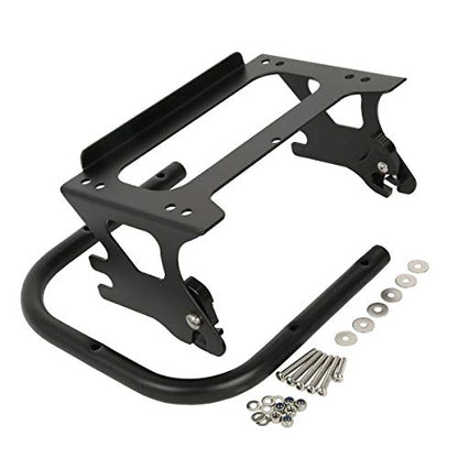 TCMT Chopped Motorcycle Trunk Backrest Pad Luggage Rack 2 Up Mount Rack Fit For Harley Touring 1997-2008 Road King Road Street Electra Glide Pack - color: Chopped Style A Black Rack