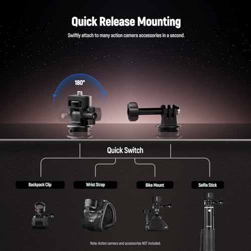 NEEWER Magnetic Action Camera Mount Kit, Compatible with GoPro Hero 13 12 11 Max DJI Osmo Action Insta360, ABS Magnetic Quick Release Mount for POV Shots, GP-24 - style: GP-24