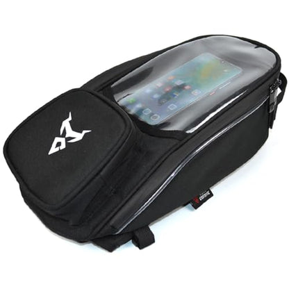 MOTOCENTRIC Magnetic Motorcycle Tank Bag, 1200D Splash-Resistant Fuel Tank Bag with Touchscreen Phone Pocket, Universal Bikers Shoulder & Handheld Storage Bag for Metal and Plastic Tanks (Gray) - color: Gray