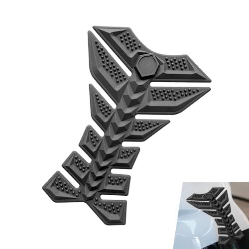 3D Motorcycle Tank Pad, Rubber Scratch-resistant Colorfast Fishbone Fuel Tank Sticker, Self-adhesive Fashion Protective Stickers, Universal for Most Motorcycles (Black) - color: Black