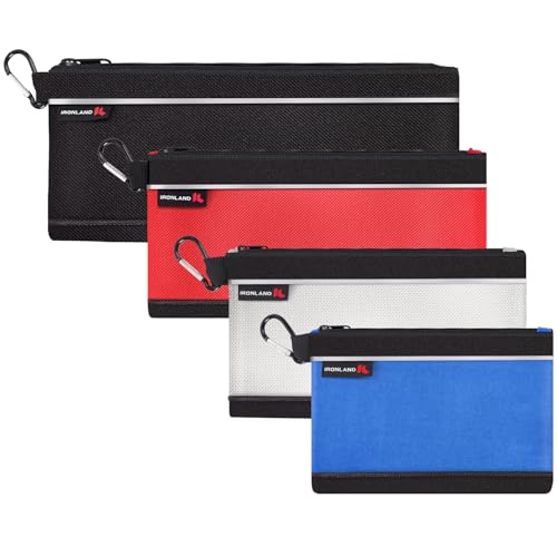 IRONLAND Small Tool Pouches with Zipper Premium Small Tool Bags Waterproof 1680D Pouch Bags for Men Multipurpose Storage Organizer Premium Heavy duty 4 Pack pencil bag - size: 4 Pack Combo