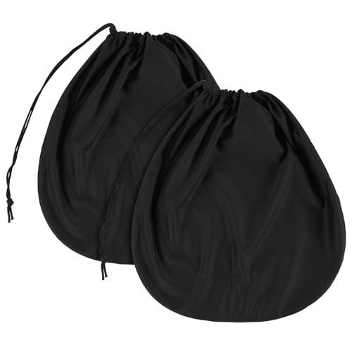 Mabor 2pcs Motorcycle Helmet Bag - Black Polyester Full Face Helmet Storage Cover with Drawstring, Lightweight Carrying Pouch for Welding, Bike, Sports & Travel (17.32 x 17.32 Inches)