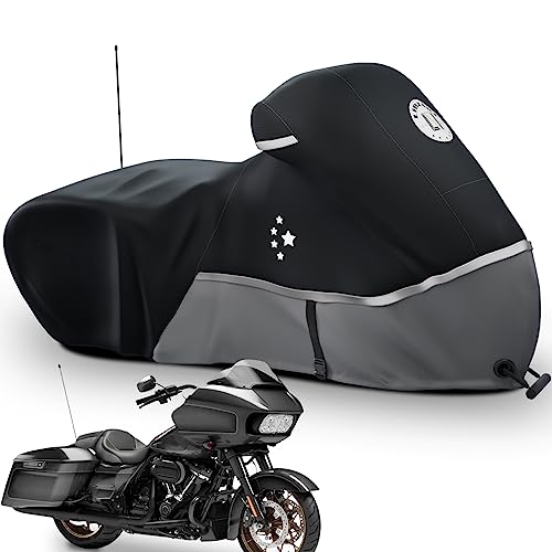 Motorcycle Cover Storage for Touring Models Harley Davidson Road King,Road Glide,Street Glide, Electra Glide,Heritage Classic,Low Rider-ST,and Most Motorcycles Gray - color: 420D Gray, size: Side Box