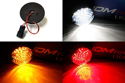 iJDMTOY 12V 70mm Round Dome Shape Flush Mount Clear Lens Amber Yellow LED Side Markers/Turn Signal/Reverse Backup Lamps, Compatible With Classic 50s 60s Car Caravan Truck Motorcycle, etc - style: Clear Lens Amber LEDs