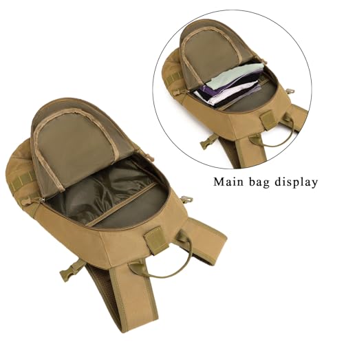 ArcEnCiel 15L Motorcycle Backpack Tactical Bag Rucksacks for Outdoor Camping Trekking Hunting with Patch - color: Coyote Brown