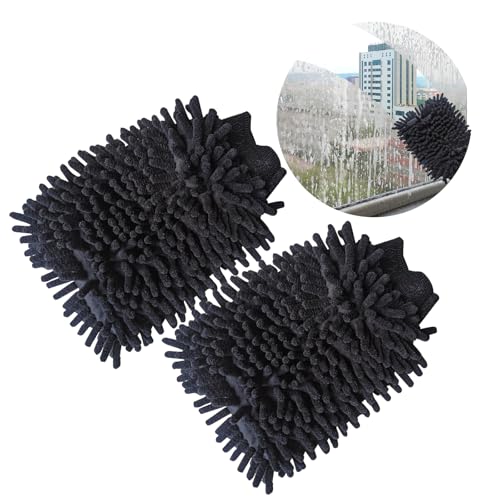 1 Pack 2 Black Car Wash Mitt Microfiber, Deluxe Scratch Free Microfiber Wash Mitt,9 Inches X 5.5 Inches Car Washing Care Cleaning Kit. - color: Black