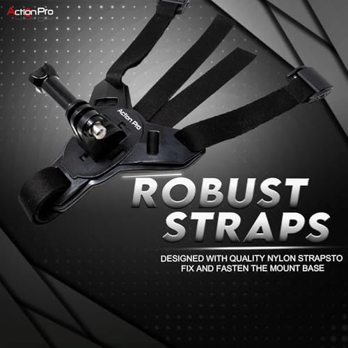 Action Pro™ Motorcycle Helmet Chin Strap Mount Compatible with GoPro Hero 12, 11, 10, 9, 8, 7, (2018), 6, Hero Black, DJI Osmo Action 3/2, Insta 360, Session, Xiaomi Yi, SJCAM (Black) - color: Black