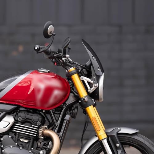 for Speed 400 Scrambler400X 2024 2025 Motorcycle Front Windshield Retro Windshield Spoiler with Bracket Speed400 Scrambler 400X (Transparent) (Gray) - color: Gray