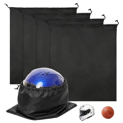 4 Pack Helmet Bag Large 18x20 Inch Storage Bag for Motorcycle Ski Hood Football Basketball Riding Racing Sports Gear Lightweight Nylon Travel Carry Sack with Drawstring Locking
