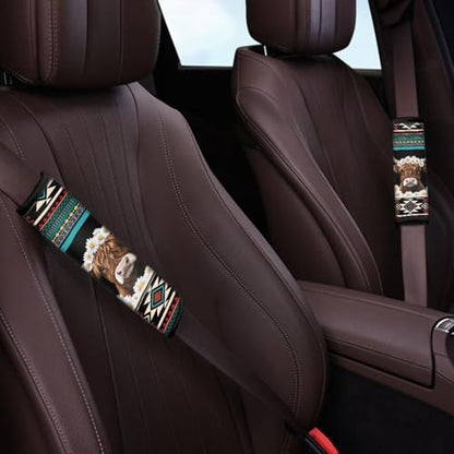 GIFTPUZZ Aztec Yak 2Pcs Car Seat Belt Cover Pads Baseball Ghost Pattern Shoulder Seatbelt Pads Cover Car Seatbelt Shoulder Strap Cushion Pads Universal Fit for Cars Bags - color: Aztec Yak