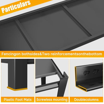 32" W Garage Shelves Heavy Duty 4-Tier, Adjustable Metal Storage Shelf with Fences, Organizer Rack for Garage, Basement, Pantry & Warehouse, Black, 53 Inches High - size: 4 Tier | 53" H x 32" W x 12" D