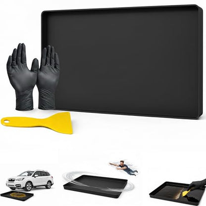 Silicone Oil drip Tray for Under car, One-Piece Molded, Easy to Clean, Lay-Flat Design for Classic Cars, DIY Maintenance, Daily Drip Control and Small Equipment (Black) - color: black