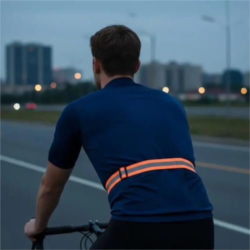 Reflective Bands 8pcs Adjustable Elastic Reflective Belts for Running High Visible Night Safety Gear for Cycling Running - color: Orange