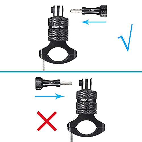HSU Aluminum Bike Bicycle Handlebar Mount for GoPro Hero 13/12/11/10/9/8/7/6/5/4 Session AKASO Campark and Other Action Cameras, 360 Degrees Rotary Mountain Bike Rack Mount (Black) - color: Black