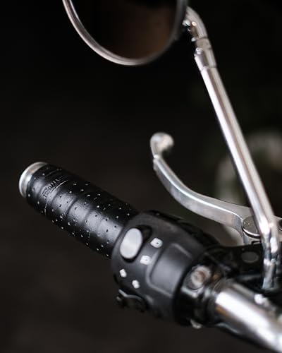 Trip Machine Company Motorcycle Handlebar Leather Grip Wrap Covers – Universal Throttle Grip Covers with Double Sided Tape – Anti-Slip Bike Handle Accessories - color: Black Perforated