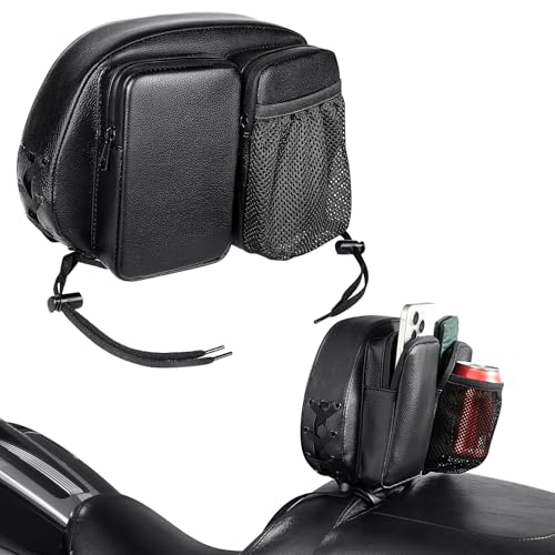 Benlari Rider Driver Backrest Bag, Driver Backrest Storage Bag, Rider Backrest Organizer Bag Fit for Harley Touring CVO Street Glide Road Glide Limited Softail Sportster Tri Glide Dyna