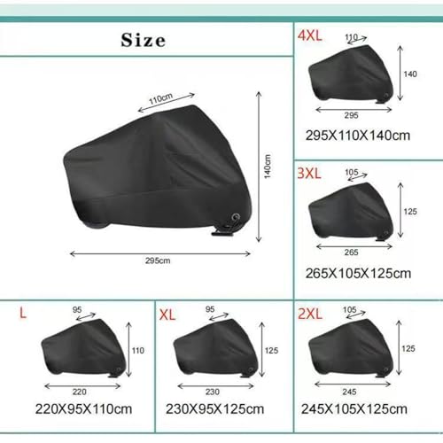 Motorcycle Cover for Honda NT1100 NT 1100, Heavy Duty Outdoor Waterproof Motorbike Rain Storage Shelter with Lock Holes Anti-UV Dustproof Breathable Black,XXL - size: XX-Large