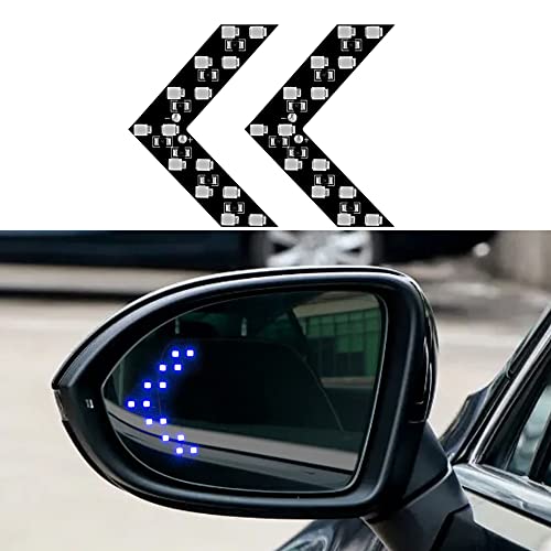 2PCS 14-SMD LED Arrow Panel Lights, Auto Parts Concealed LED Marker Clearance Light for Car Rearview Mirror Indicator Turn Signal Sequential Light Bulb Motorcycle Tail Lights (Blue) - color: Blue