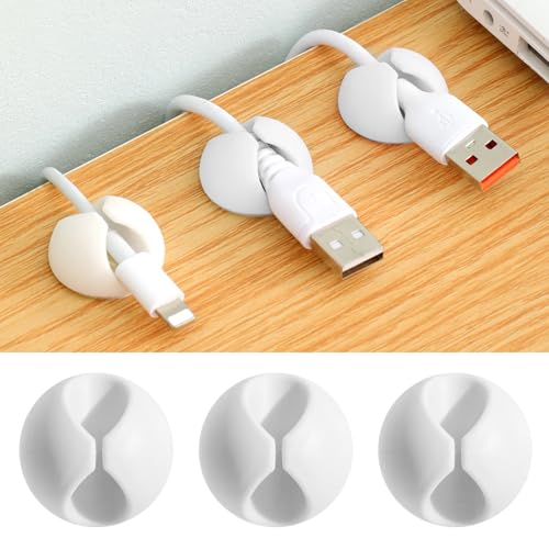 3 PCS Cable Organizer Set Wire Possessioner Cord Management Clips for Tangle-Free Storage and Desk Cable Organization White - color: White