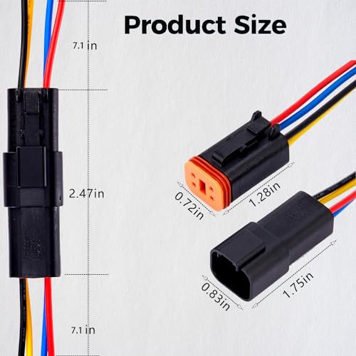 4 Pin Waterproof Connector,4 Wire Electrical Car Auto Connector,With 20CM 16AWG Long Male Female Plug Quick Disconnect Wire Connectors for Car Truck Motorcycle Marine Boat(5 Pairs Black) - size: DT 4P