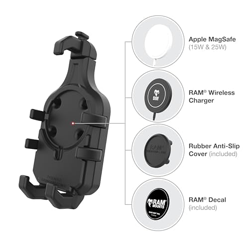 RAM MOUNTS Quick-Grip Pro Vibration Damping Phone Mount with U-Bolt Base for Motorcycles and ATVs RAM-B-149Z-A-PD5VU