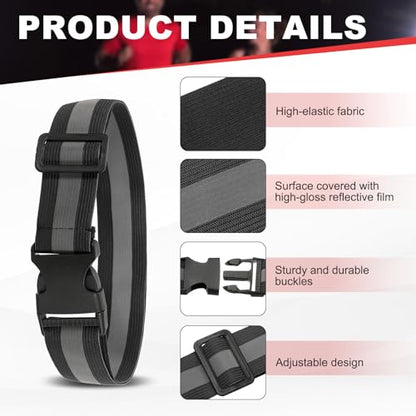 Reflective Safety Belt, Adjustable High Visibility Glow Belt Outdoor Running Gear Accessories - color: Black